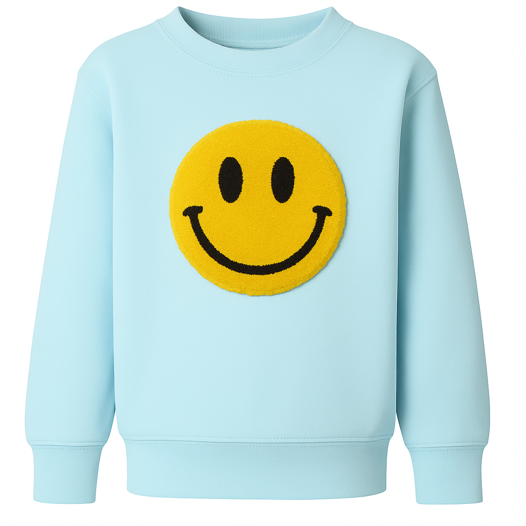 パラグラフ★SMILE HAPPY SWEATSHIRT★ユニセックス Blue Happy Sweater – Play Cotton