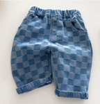 Blue Check Denim Trousers