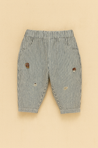 Cute Stripy Embroidery Trouser
