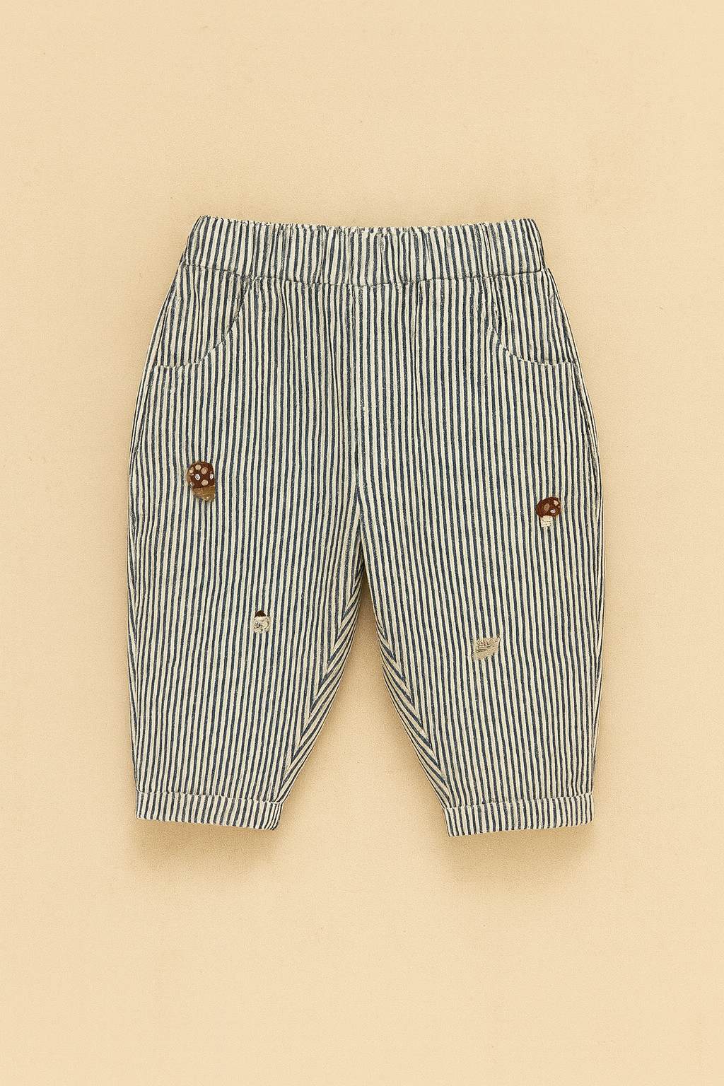 Cute Stripy Embroidery Trouser
