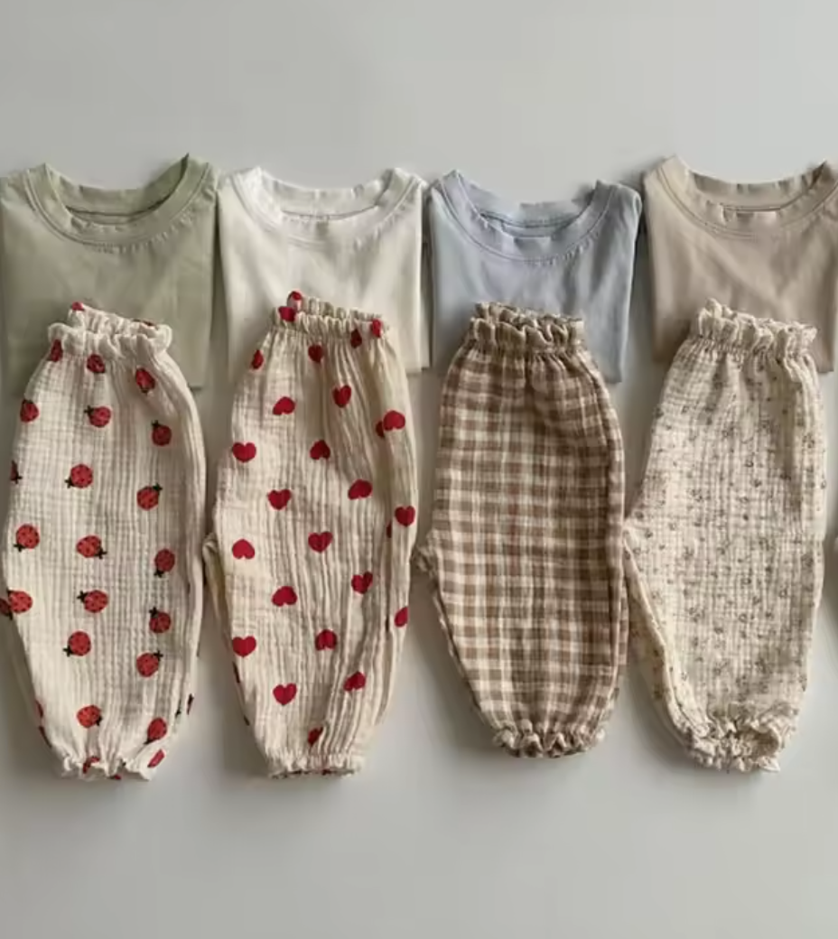 Brown Check Cheesecloth Trousers