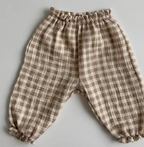 Brown Check Cheesecloth Trousers