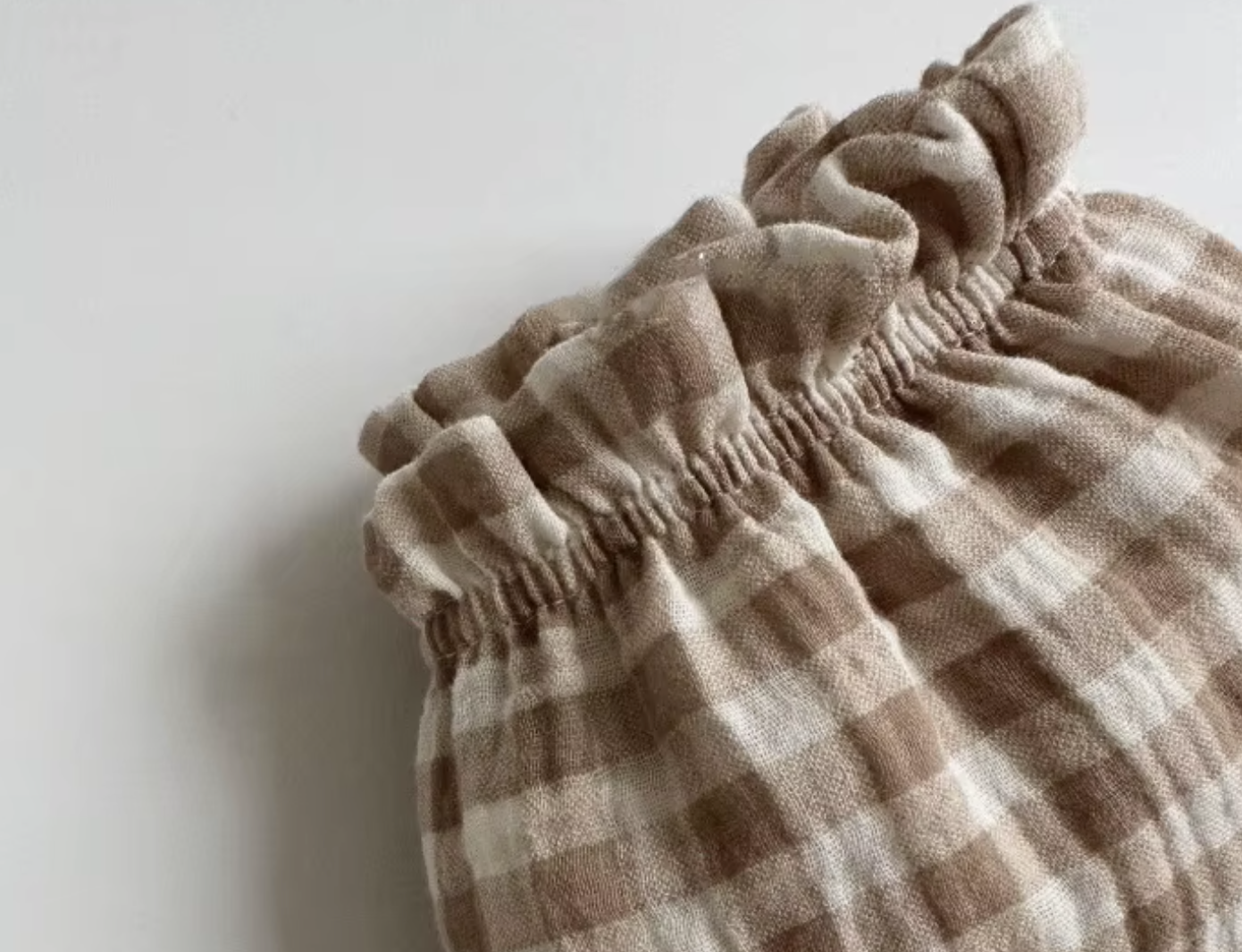 Brown Check Cheesecloth Trousers