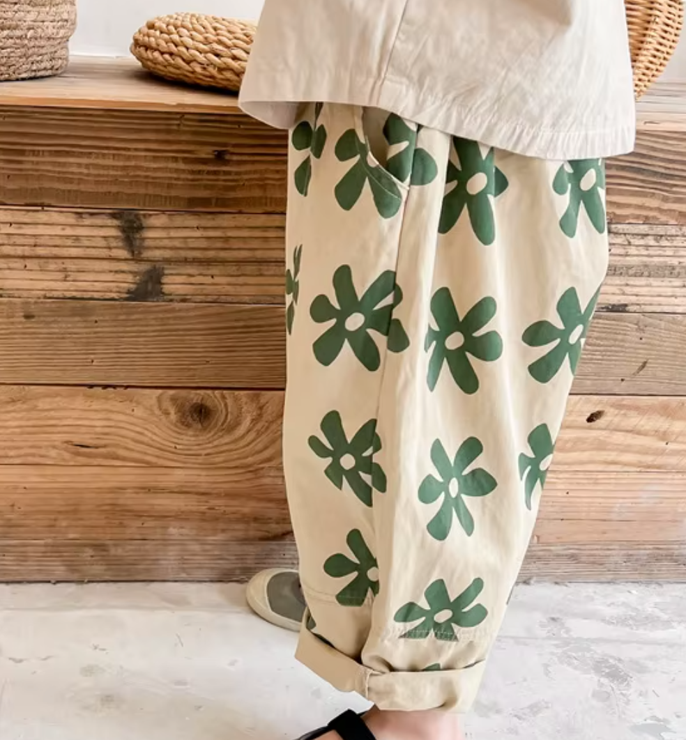 Green Floral Harem Trouser