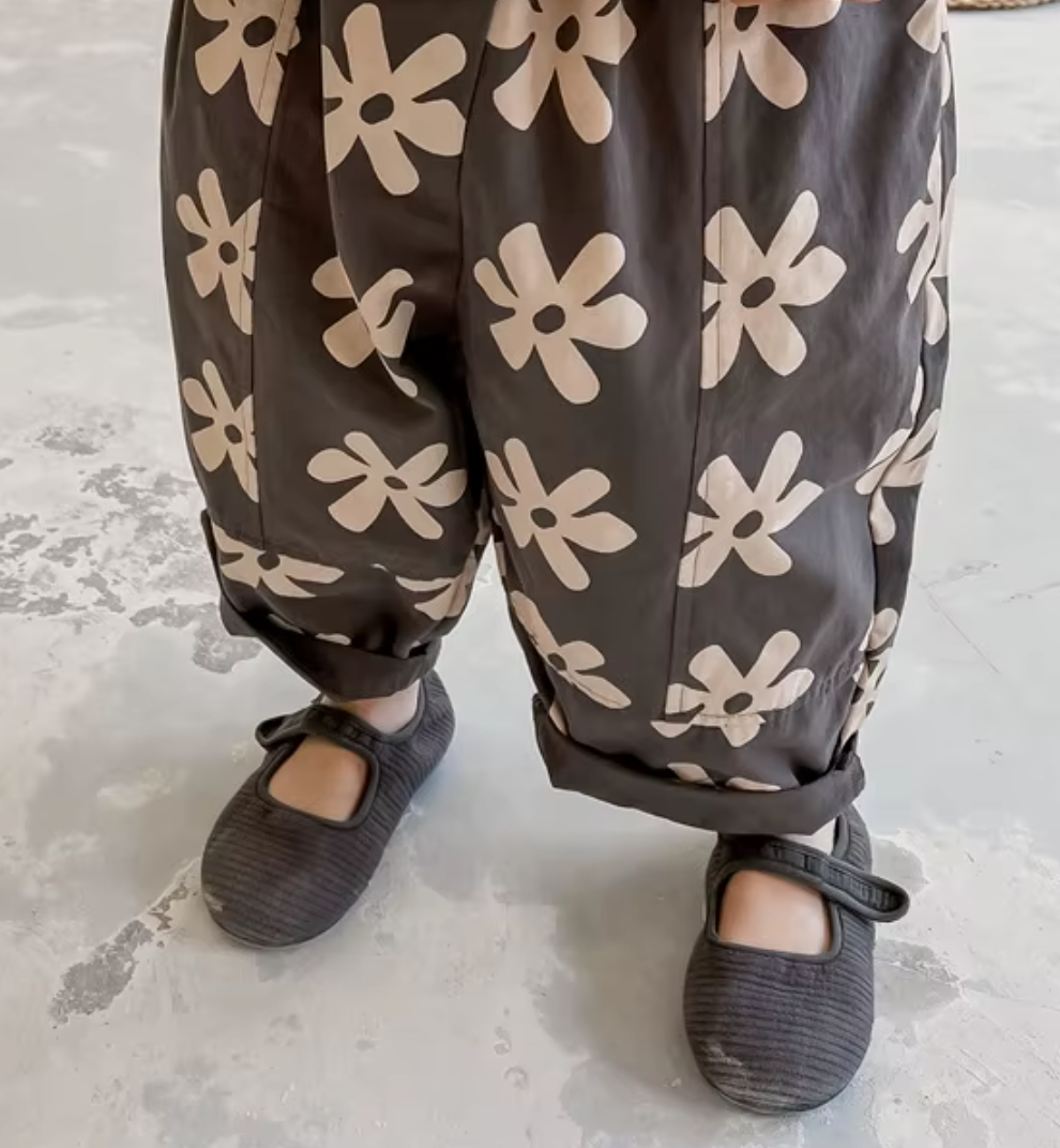 Dark Light Pink Floral Harem Trouser
