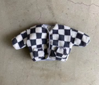 Grey Checkerboard Fluffy Jacket