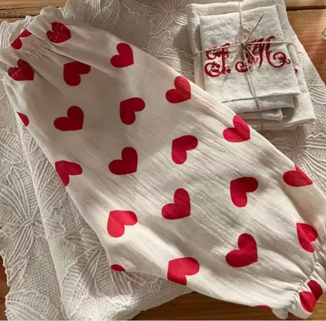 Love Heart Cheesecloth Trousers