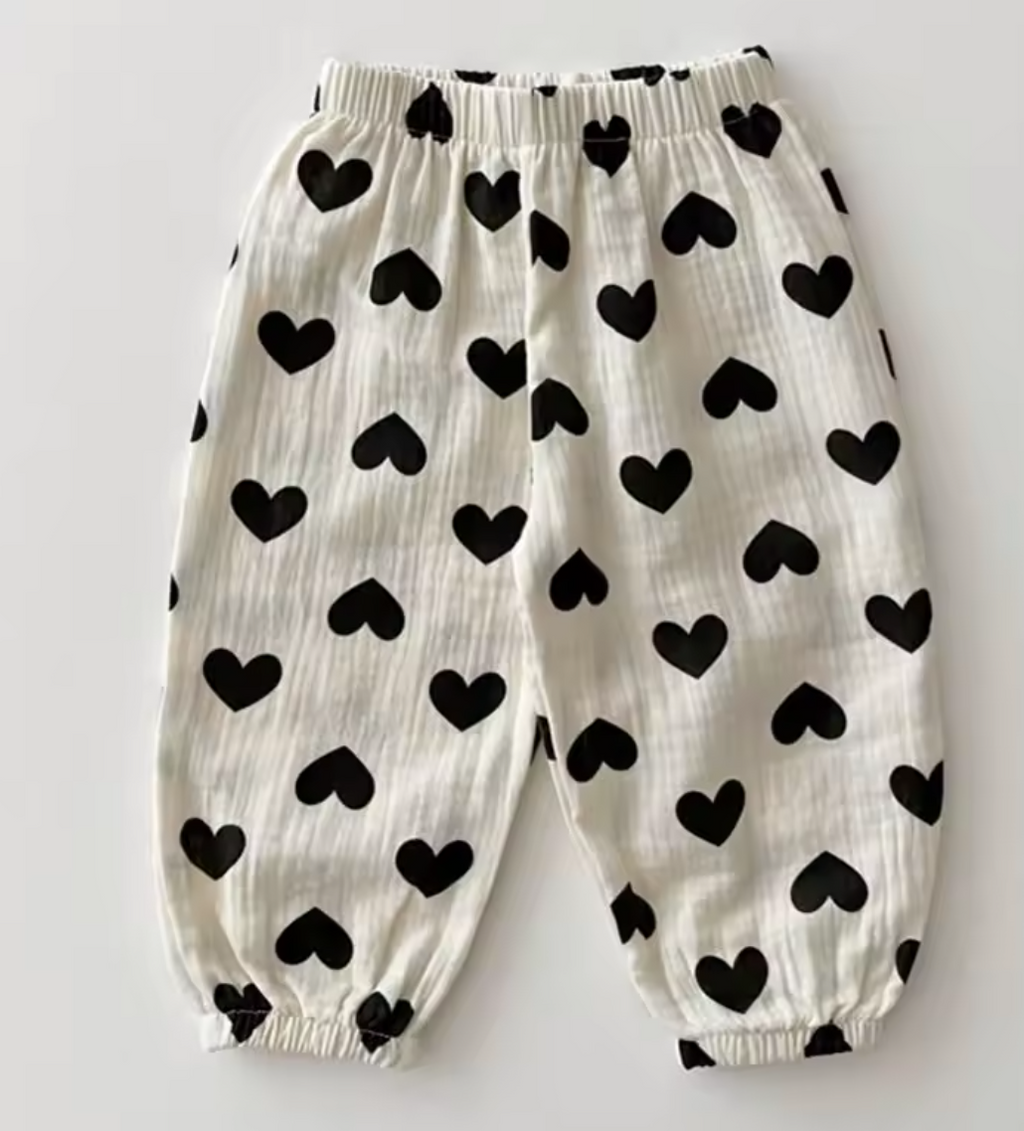 Black Hearts Cheesecloth Trousers