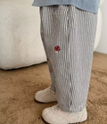 Cute Stripy Embroidery Trouser