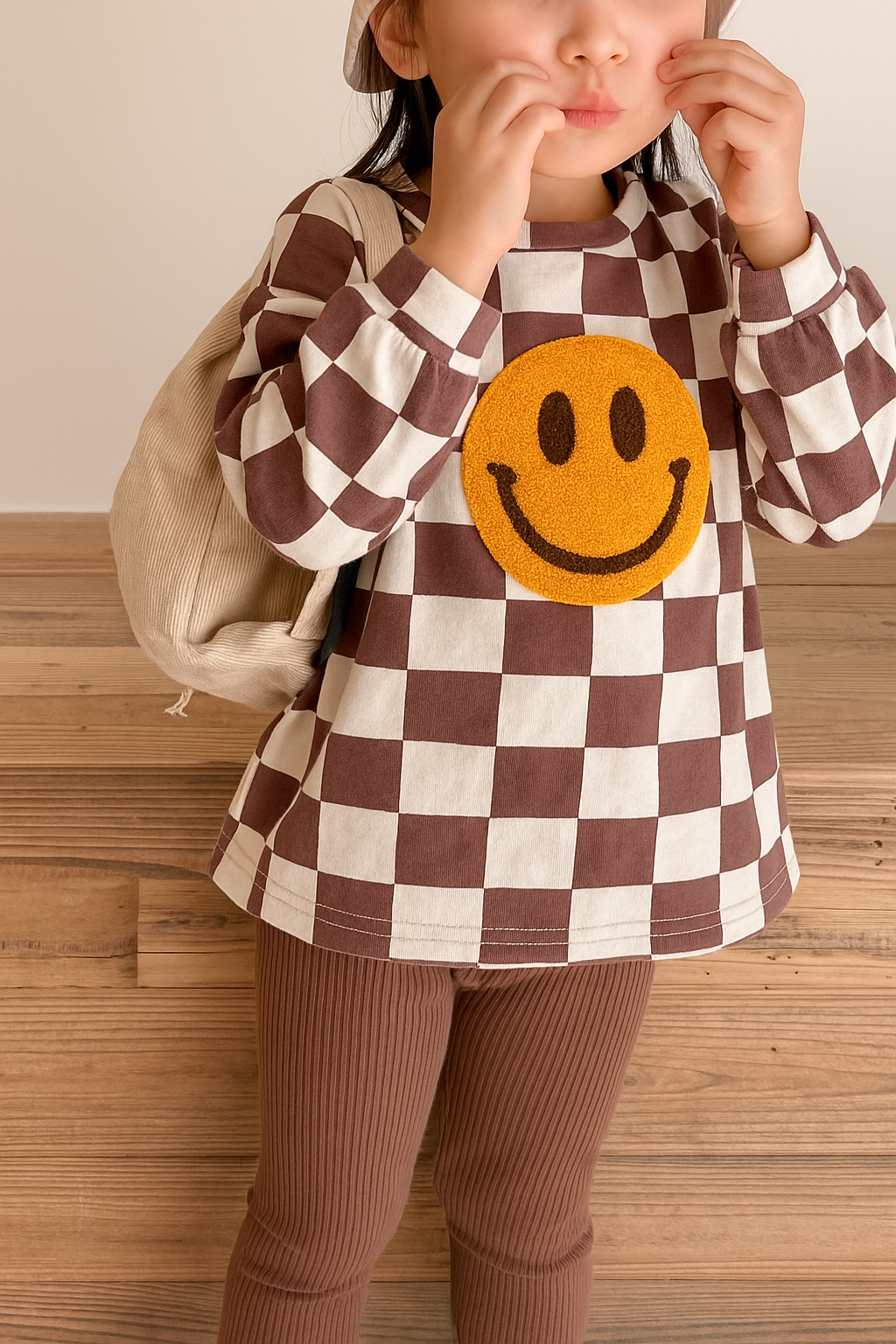 Checkerboard Smiley Face Top